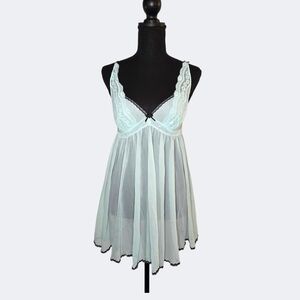 Betsey Johnson Lace Trim Babydoll Slip Dress 🩵